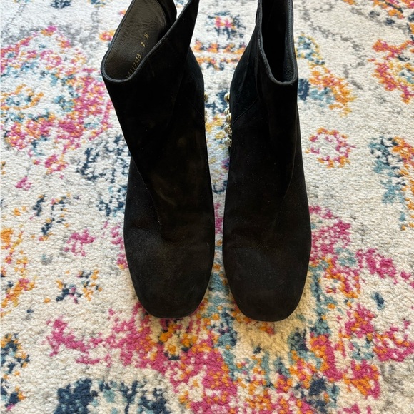 Stuart Weitzman Black Ankle Boots with Pearl Detailing - Picture 2 of 4